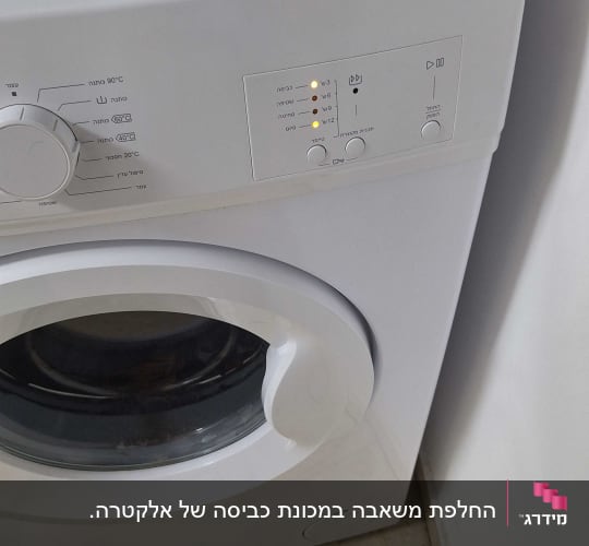 מכונת כביסה עם כפתורים ותצוגת תוכניות
